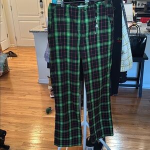 Plaid Unisex Pants - Green and Red